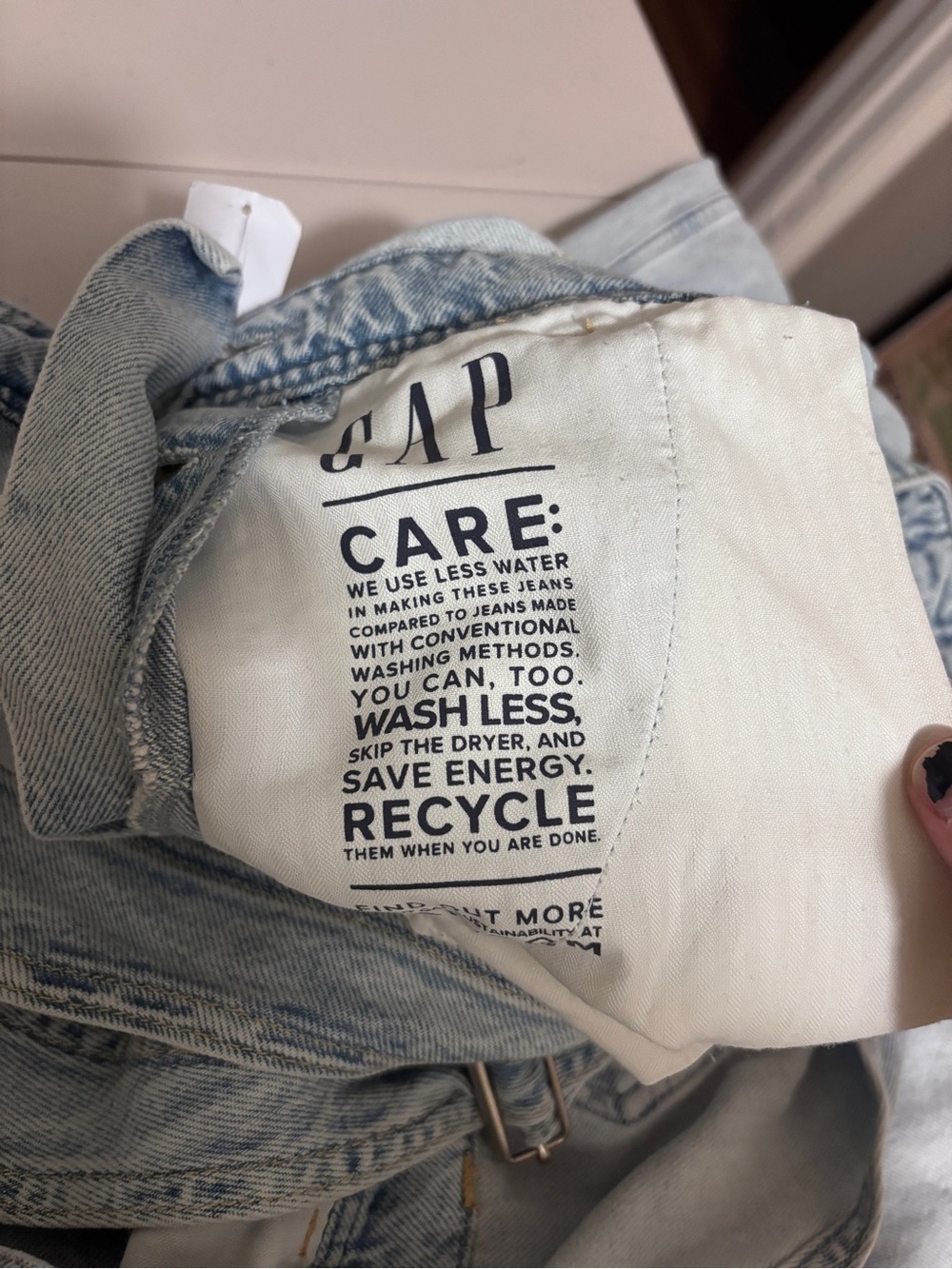 GAP Y2K Baggy Overalls Size Large Light Indigo UltraSoft Denim Jeans Streetwear - Picture 13 of 16